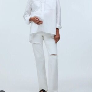 NWT Madewell Maternity Over-the-Belly Straight 90's Jeans White Size‎ 25 White